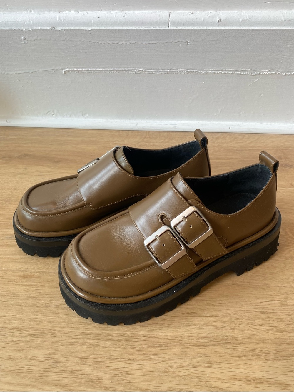 ALPHA60 Brown Leather Platform Loafer